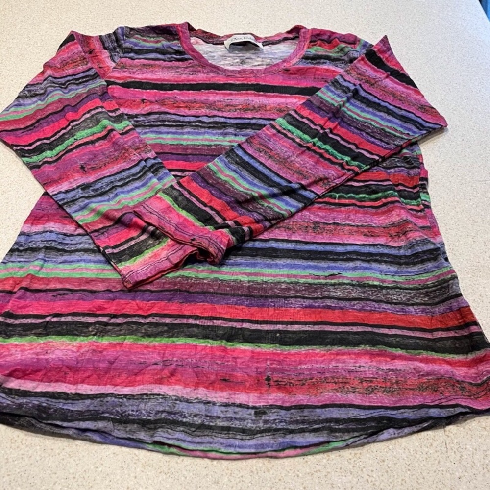 Bright Striped Long Sleeve Top With Matching Infinity Scarf / Size L